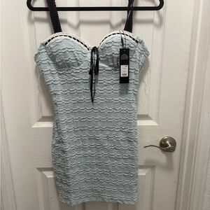 Fashion Nova Lace Mini Dress - Light Blue and Black